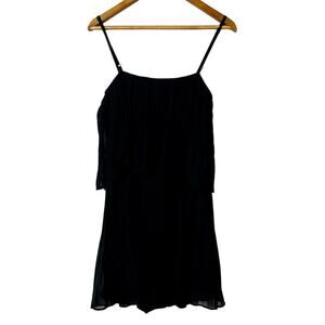 Exlura Pleated Romper Off Shoulder Strappy or Strapless Black Party - L